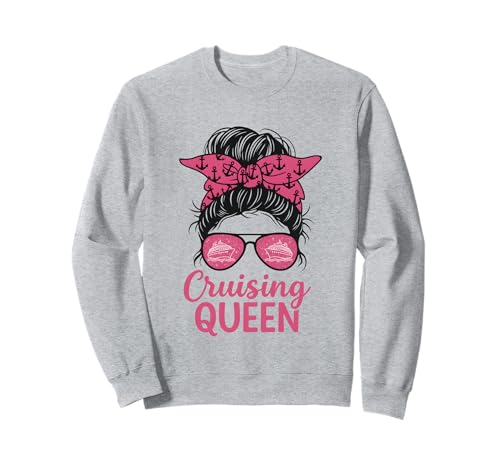 Cruising Queen Messy Bun Frauen Sommer Kreuzfahrt Urlaub Sweatshirt Cruising Queen Messy Bun Frauen Sommer Kreuzfahrt Urlaub Sweatshirt von Girls Gone Cruising Queen Trip Besties Outfit