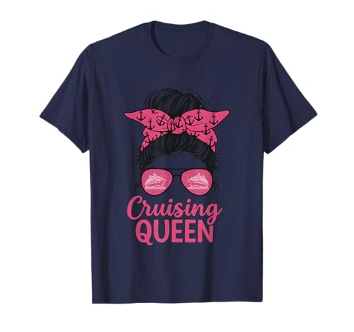 Cruising Queen Messy Bun Frauen Sommer Kreuzfahrt Urlaub T-Shirt Cruising Queen Messy Bun Frauen Sommer Kreuzfahrt Urlaub T-Shirt von Girls Gone Cruising Queen Trip Besties Outfit