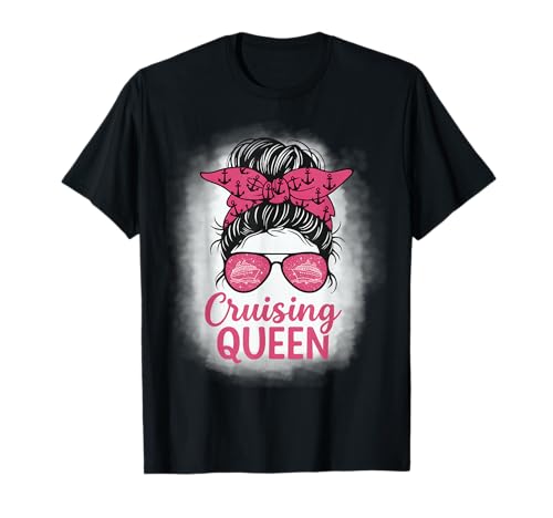 Cruising Queen Messy Bun Frauen Sommer Kreuzfahrt Urlaub T-Shirt Cruising Queen Messy Bun Frauen Sommer Kreuzfahrt Urlaub T-Shirt von Girls Gone Cruising Queen Trip Besties Outfit