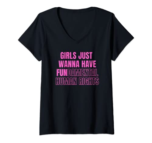 Damen Girls Just Want To Have Fundamental Rights T-Shirt T-Shirt mit V-Ausschnitt Damen Girls Just Want To Have Fundamental Rights T-Shirt T-Shirt mit V-Ausschnitt von Girls Just Want To Have Fundamental Rights TShirt