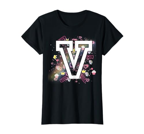 Kinder Buchstabe V Kleidung für ein Mädchen, dessen Name mit V beginnt T-Shirt Kinder Buchstabe V Kleidung für ein Mädchen, dessen Name mit V beginnt T-Shirt von Girls Letter V Shirt