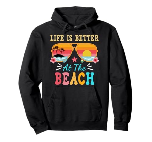 Life is Better at The Beach Sonnenbrille Herren Damen Jungen Mädchen Pullover Hoodie von Girls Life is Better at The Beach Tees