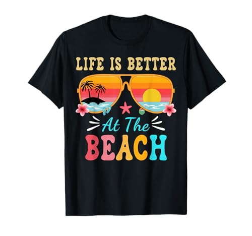 Life is Better at The Beach Sonnenbrille Herren Damen Jungen Mädchen T-Shirt von Girls Life is Better at The Beach Tees