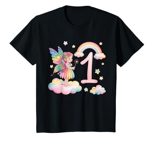 Mädchen 1. Geburtstag Fee Design Regenbogen Fee Elfe Geburtstag T-Shirt von Girls Magical Birthday Fairy Elf Birthday Tees