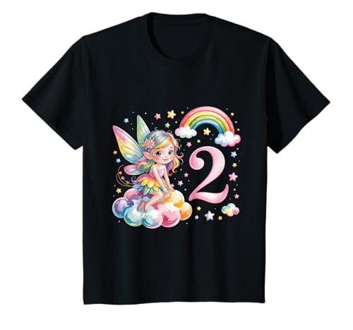 Mädchen 2. Geburtstag Fee Design Regenbogen Fee Elfe Geburtstag T-Shirt Mädchen 2. Geburtstag Fee Design Regenbogen Fee Elfe Geburtstag T-Shirt von Girls Magical Birthday Fairy Elf Birthday Tees