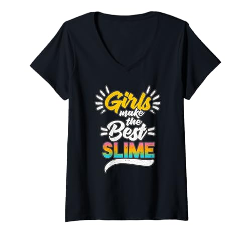 Damen Mädchen Machen den besten Schleim, niedliches Basteln, lustige Schleimkönigin T-Shirt mit V-Ausschnitt Damen Mädchen Machen den besten Schleim, niedliches Basteln, lustige Schleimkönigin T-Shirt mit V-Ausschnitt von Girls Make The Best Slime DIY Slime Queen Gifts