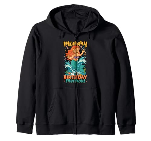 Mama vom Geburtstag, Meerjungfrau-Party, Geburtstag der Tochter Kapuzenjacke Mama vom Geburtstag, Meerjungfrau-Party, Geburtstag der Tochter Kapuzenjacke von Girls Mermaid Party Decorations & Outfits