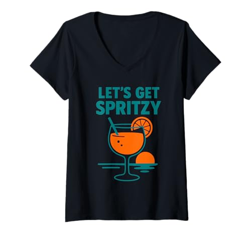 Damen Let's Get Spritzy, Girls Night & Bachelorette T-Shirt mit V-Ausschnitt Damen Let's Get Spritzy, Girls Night & Bachelorette T-Shirt mit V-Ausschnitt von Girls Party Cocktail Vibes