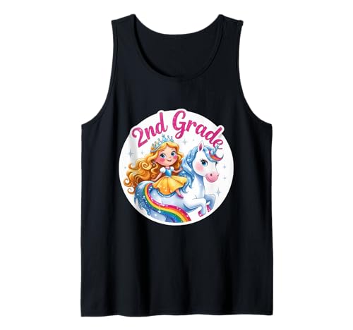 Mädchen Prinzessin Reiten Einhorn 2. Klasse Schuljahr Tank Top Mädchen Prinzessin Reiten Einhorn 2. Klasse Schuljahr Tank Top von Girls Princess Riding Unicorn 2nd Grade Merch