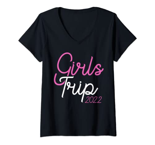 Damen Girls Trip 2022 T-Shirts Vacation Cruise Travel Getaway T-Shirt mit V-Ausschnitt von Girls Trip 2022 Tshirts