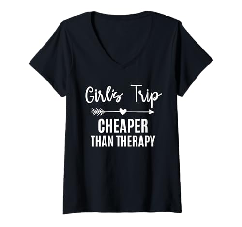 Damen Girl's Trip Cheapers Than Therapy 2025 Girls Vacation Party T-Shirt mit V-Ausschnitt Damen Girl's Trip Cheapers Than Therapy 2025 Girls Vacation Party T-Shirt mit V-Ausschnitt von Girls Trip 2024 By GnineZa