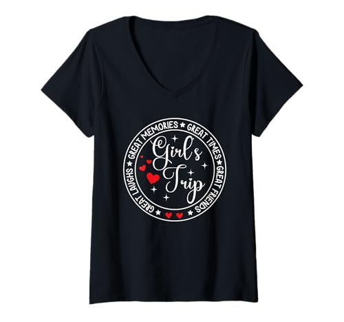 Damen Mädchenreise 2025 Wochenend-Urlaubs-Matching für Damen T-Shirt mit V-Ausschnitt Damen Mädchenreise 2025 Wochenend-Urlaubs-Matching für Damen T-Shirt mit V-Ausschnitt von Girls Trip 2025 Matching Vacation Tees