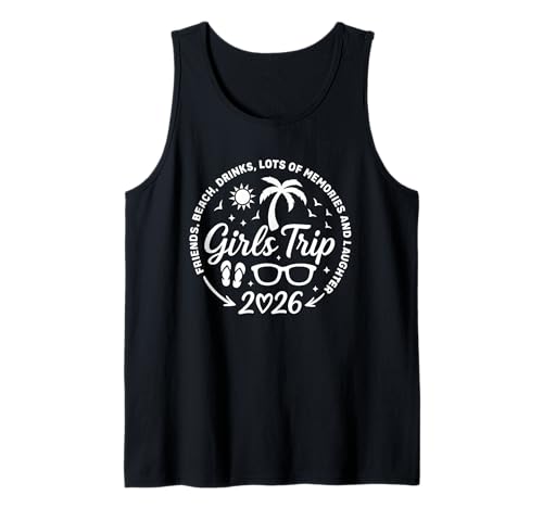 Mädchenausflug 2026 Freunde Beach Drinks Viele Erinnerungen Damen Tank Top Mädchenausflug 2026 Freunde Beach Drinks Viele Erinnerungen Damen Tank Top von Girls Trip 2026 Cute Girls Weekend Summer Vacation