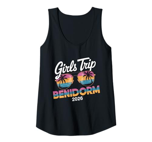 Damen MÄDCHENREISE Benidorm 2026 Tank Top von Girls Trip 2026 Lip Apparel