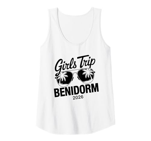 Damen MÄDCHENREISE Benidorm 2026 Tank Top von Girls Trip 2026 Lip Apparel