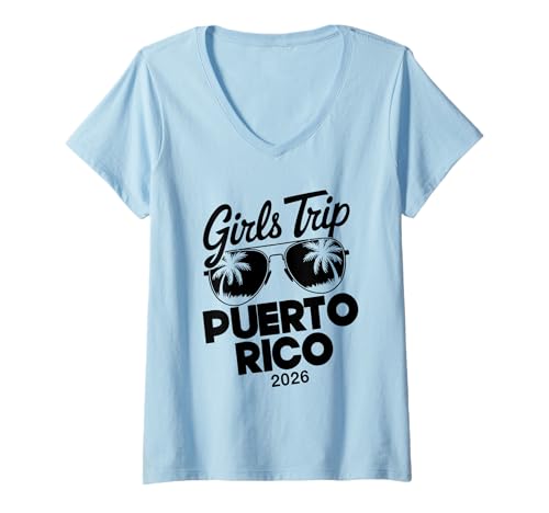 Damen MÄDCHENREISE PEURTO RICO 2026 T-Shirt mit V-Ausschnitt von Girls Trip 2026 Lip Apparel
