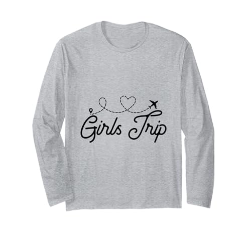 Mädchen, Fliegermotiv, Herzmotiv, passende Gruppe, Damen Langarmshirt Mädchen, Fliegermotiv, Herzmotiv, passende Gruppe, Damen Langarmshirt von Girls Trip Airplane Heart Travel Squad