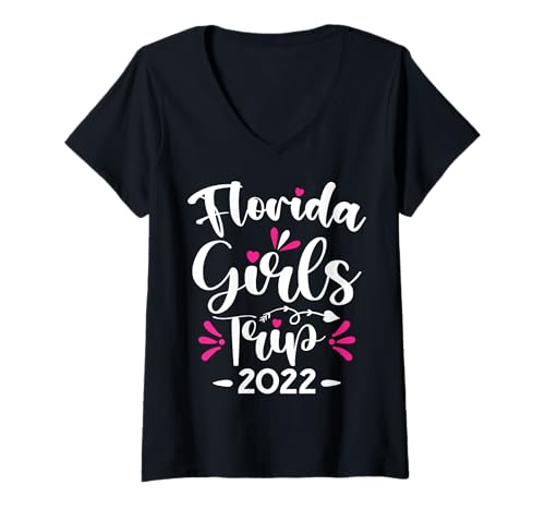 Damen Florida Girls Trip 2022 Wochenende Geburtstag Sommerurlaub T-Shirt mit V-Ausschnitt Damen Florida Girls Trip 2022 Wochenende Geburtstag Sommerurlaub T-Shirt mit V-Ausschnitt von Girls Trip Florida 2022 Girls Trip Summer Outfit.