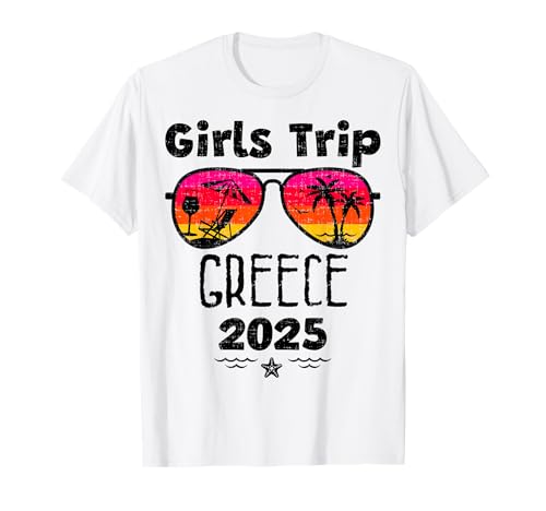 Trip Greece 2025 T-Shirts für Damen, Wochenend-Birthday Squad T-Shirt von Girls Trip Greece 2025 Weekend Birthday Squad