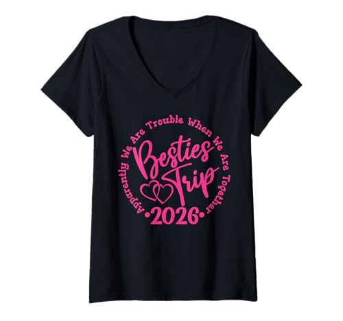 Damen Besties Trip 2026, Girls Weekend, Urlaub, Frauen, Matching T-Shirt mit V-Ausschnitt Damen Besties Trip 2026, Girls Weekend, Urlaub, Frauen, Matching T-Shirt mit V-Ausschnitt von Girls Trip Group Matching 2026