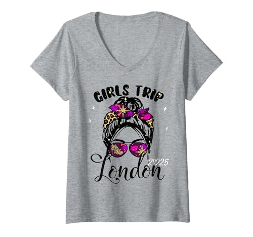 Damen Trip London 2025 Trip Trip Trip Trip Trip 2025, Geburtstagskader T-Shirt mit V-Ausschnitt Damen Trip London 2025 Trip Trip Trip Trip Trip 2025, Geburtstagskader T-Shirt mit V-Ausschnitt von Girls Trip London 2025 Vacation Birthday Squad