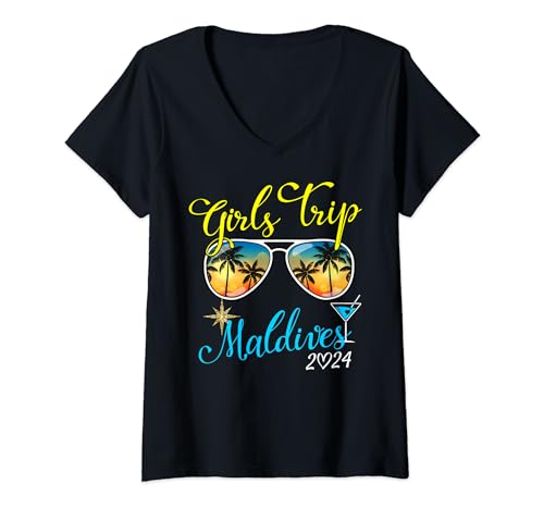 Damen Mädchenreise Malediven 2024 Geburtstagskader für Frauen T-Shirt mit V-Ausschnitt Damen Mädchenreise Malediven 2024 Geburtstagskader für Frauen T-Shirt mit V-Ausschnitt von Girls Trip Maldives 2024 Vacation Birthday Squad
