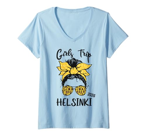 Damen Girls Trip Helsinki 2026 Urlaub Mädelsurlaub Partyurlaub T-Shirt mit V-Ausschnitt von Girls Trip Helsinki 2026 Urlaub Gruppenoutfits