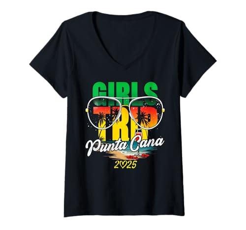 Damen Geburtstagskader am Urlaubswochenende nach Punta Cana 2025 für Mädchen T-Shirt mit V-Ausschnitt Damen Geburtstagskader am Urlaubswochenende nach Punta Cana 2025 für Mädchen T-Shirt mit V-Ausschnitt von Girls Trip Punta Cana 2025 Vacation Birthday Squad