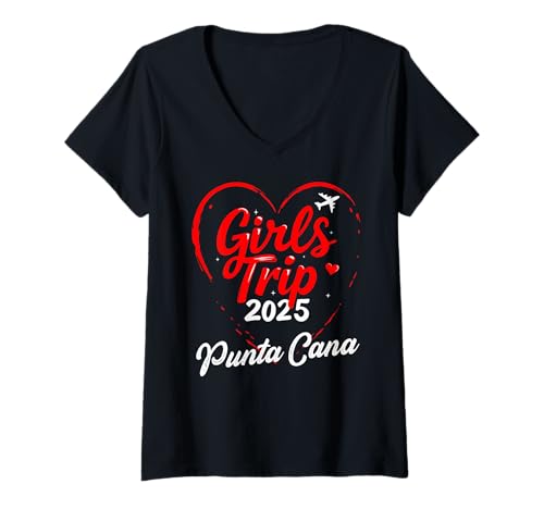 Damen Geburtstagskader am Urlaubswochenende nach Punta Cana 2025 für Mädchen T-Shirt mit V-Ausschnitt Damen Geburtstagskader am Urlaubswochenende nach Punta Cana 2025 für Mädchen T-Shirt mit V-Ausschnitt von Girls Trip Punta Cana 2025 Weekend Birthday Squad