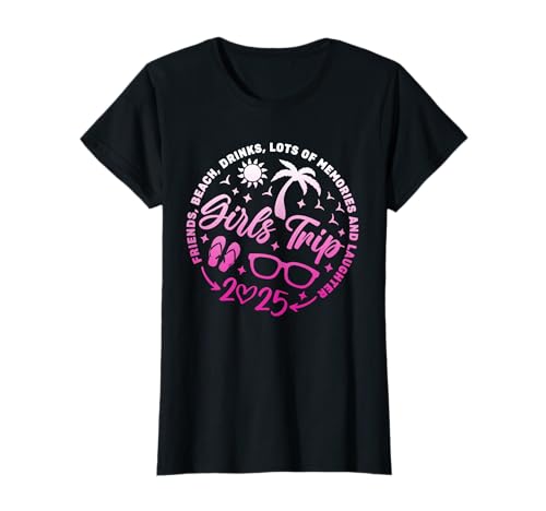Girls Trip 2025 Friends Beach Drinks Viele Erinnerungen Lustig T-Shirt Girls Trip 2025 Friends Beach Drinks Viele Erinnerungen Lustig T-Shirt von Girls Trip Shirt, Summer Vacation Shirt 2025 Funny