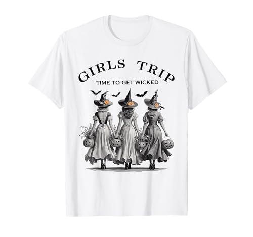 Zeit für Mädchen, um die böse Halloween-Hexe von Salem zu bekommen T-Shirt von Girls Trip Time To Get Wicked Tee.