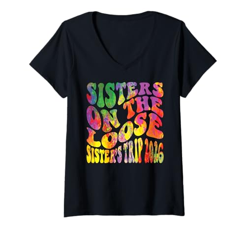 Damen Sisters Weekend Schwestern auf der Loose Sisters-Reise 2026 T-Shirt mit V-Ausschnitt Damen Sisters Weekend Schwestern auf der Loose Sisters-Reise 2026 T-Shirt mit V-Ausschnitt von Girls Trip Vacay Mode Sisters Accessories