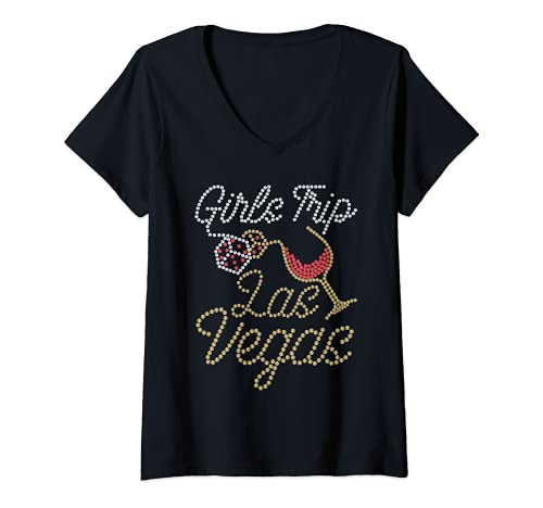 Damen Mädchen Reise Las Vegas T-Shirt mit V-Ausschnitt Damen Mädchen Reise Las Vegas T-Shirt mit V-Ausschnitt von Girls Trip Vegas Tees