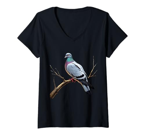 Damen Atemberaubende Taube auf einem AST Vogelkunst für Vogelliebhaber Mädchen T-Shirt mit V-Ausschnitt Damen Atemberaubende Taube auf einem AST Vogelkunst für Vogelliebhaber Mädchen T-Shirt mit V-Ausschnitt von Girls who love Pigeons Breeders Funny Birds Women