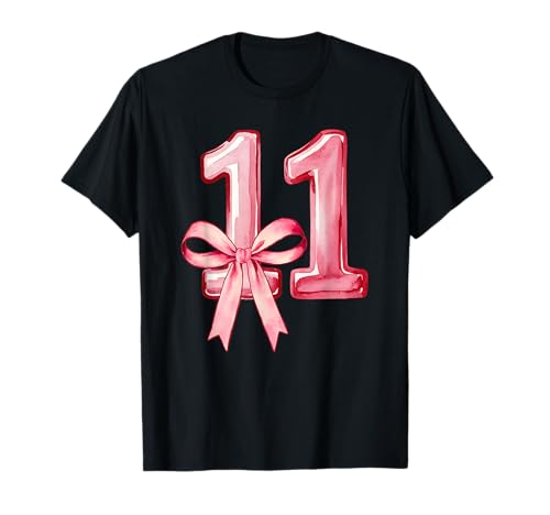 11th Birthday Girl Pink Coquette Bow 11 Year Old T-Shirt 11th Birthday Girl Pink Coquette Bow 11 Year Old T-Shirt von Girly Birthday Aesthetic Bow Coquette