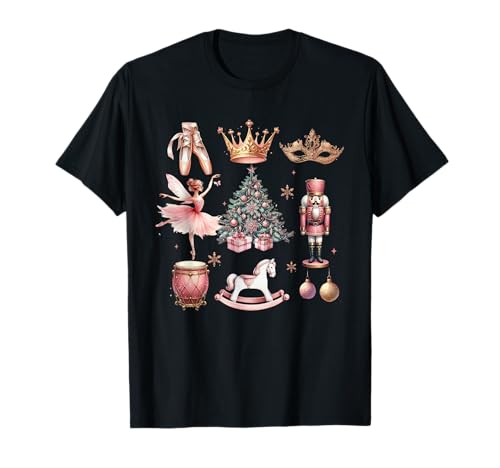 Girly Christmas Tees NYC Damen & Mädchen Rosa Ballett Ballerina Nussknacker T-Shirt, Kurzarm, S, Klassisch, Crew-Ausschnitt, Klein Girly Christmas Tees NYC Damen & Mädchen Rosa Ballett Ballerina Nussknacker T-Shirt, Kurzarm, S, Klassisch, Crew-Ausschnitt, Klein von Girly Christmas Tees NYC
