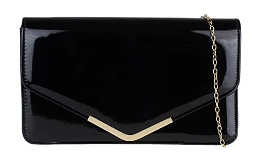 Girly Handbags Umschlag-Clutch mit Metallrahmen Schwarz von Girly Handbags