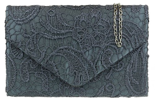 Girly Handbags Clutch aus Satinspitze Grau von Girly Handbags