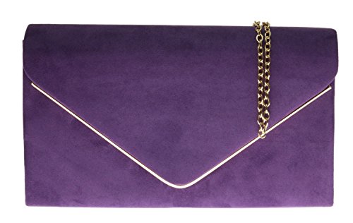 Girly Handbags Clutch mit Wildlederrahmen Lila von Girly Handbags