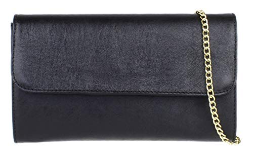 Girly Handbags Croc Suede Clutch-Bag aus italienischem LederMetallischer Schwarz von Girly Handbags