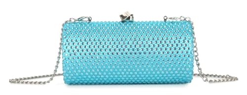 Girly Handbags Damen-Clutch mit Strasssteinen, Kristall-Abendtasche mit Kettenriemen, funkelnde, formelle Handtasche für Hochzeiten, Partys und Veranstaltungen Blau von Girly Handbags
