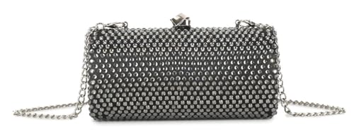 Girly Handbags Damen-Clutch mit Strasssteinen, Kristall-Abendtasche mit Kettenriemen, funkelnde, formelle Handtasche für Hochzeiten, Partys und Veranstaltungen Schwarz von Girly Handbags