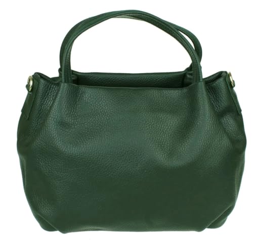 Girly Handbags Damen-Eimer-Handtasche aus echtem Leder Waldgrün von Girly Handbags
