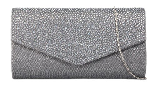 Girly Handbags Damen Handtasche Glitzer Diamanten Hochzeit Abendtasche (Grey) von Girly Handbags