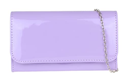 Girly Handbags Damen Lack Clutch glänzend Abendtasche Party Hochzeit Lila von Girly Handbags