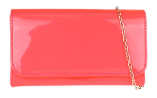 Girly Handbags Damen Lack Clutch glänzend Abendtasche Party Hochzeit Neonfuchsie von Girly Handbags