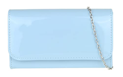 Girly Handbags Damen Lack Clutch glänzend Abendtasche Party Hochzeit baby Blau von Girly Handbags