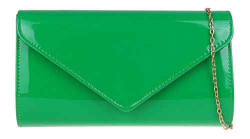 Girly Handbags Damen Plain Glänzend Clutch-Bag (Grün) von Girly Handbags