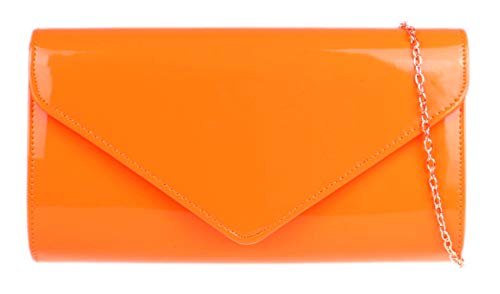 Girly Handbags Damen Plain Glänzend Clutch-Bag (Orange) von Girly Handbags
