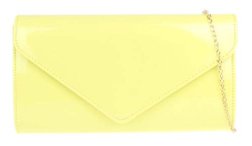 Girly Handbags Damen Plain Glänzend Clutch-Bag (Zitrone) von Girly Handbags